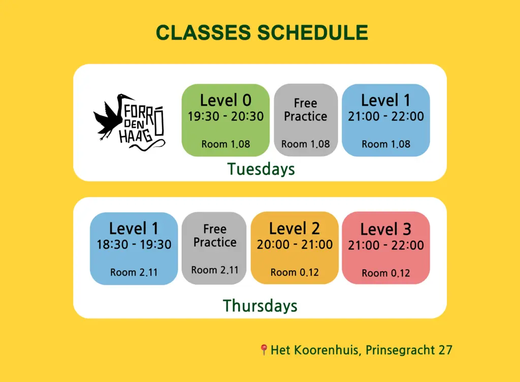 Forró class schedule overview